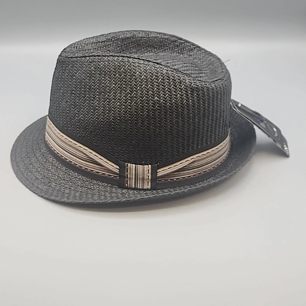 D&Y Hat Fedora Fitted Womens One Size‎ Black Trilby Short Brim Polyester Classic